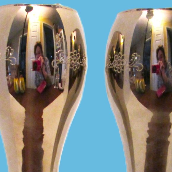 Bride & Groom Wedding Champagne silver smoked toasting glasses - Picture 10 of 10